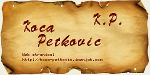 Koča Petković vizit kartica